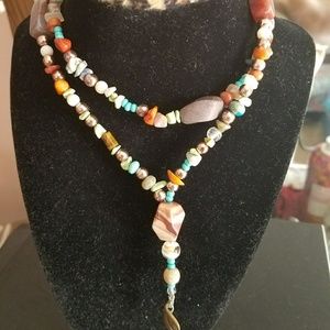 Handmade beaded necklace mutigemstone